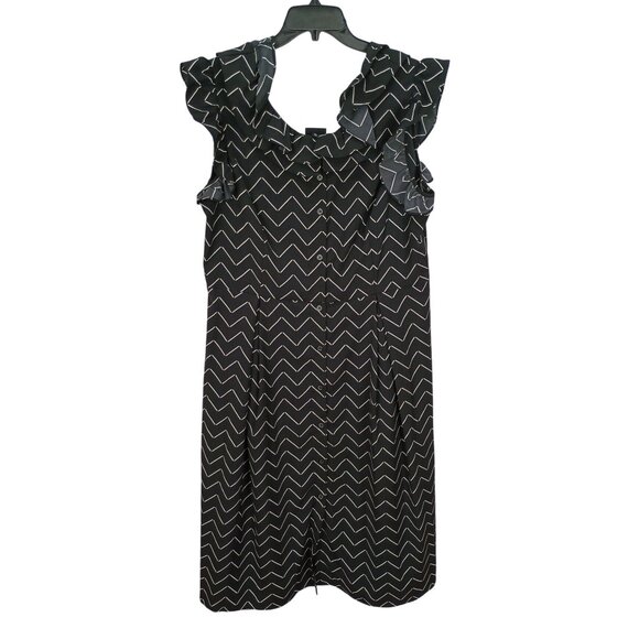 Who What Wear Black & White Chevron Ruffled Maxi Dress XL - Picture 1 of 8